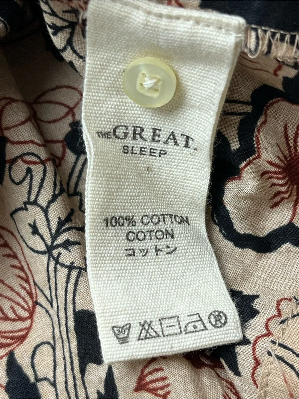 The Great. Sleep Dress 100% Cotton Size 0 Beige Black Timber Floral‎ Loose